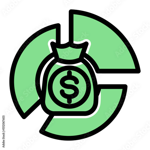 Investment Management Icon - Glyph Color Lineal Style for Financial Planning.