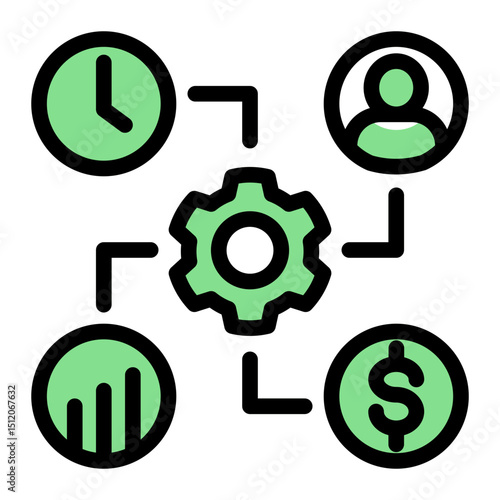 Workforce Allocation Icon - Glyph Color Lineal Style for Organizational Control.