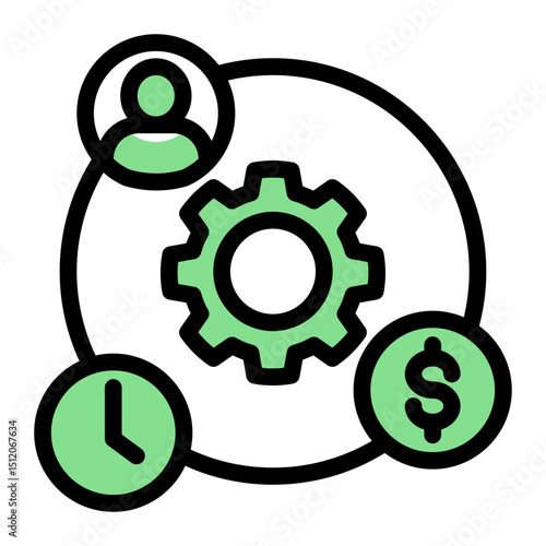 Process Optimization Icon - Glyph Color Lineal Style for Workflow Management.