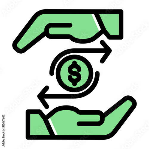 Financial Distribution Icon - Glyph Color Lineal Style for Money Management.