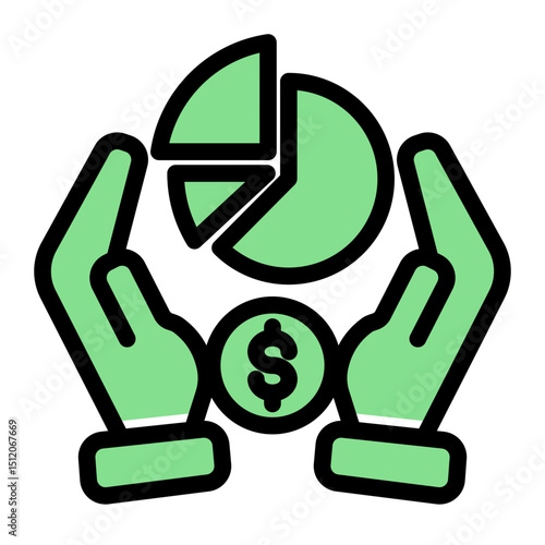 Investment Portfolio Icon - Glyph Color Lineal Style for Financial Control.