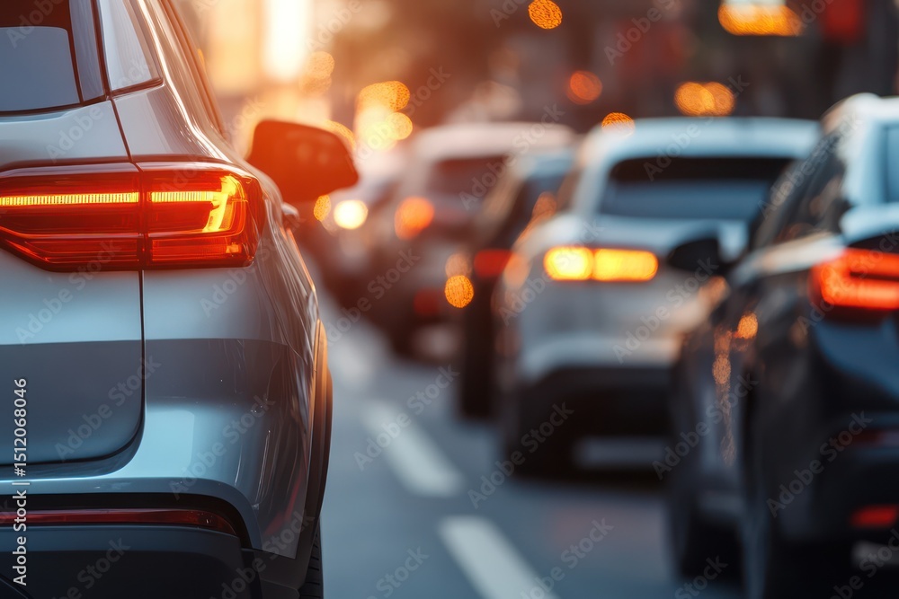 Close up traffic jam of cars on city access on rush hour night bokeh light Close up traffic jam of cars on city access on rush hour night bokeh light