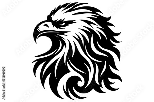 "Abstract Eagle Head Tattoo Vector – Fierce Tribal Style Raptor Design"

