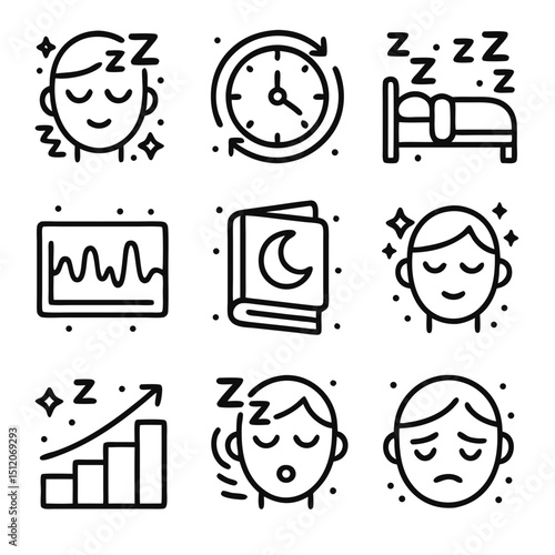 set of icons for sleep cycles