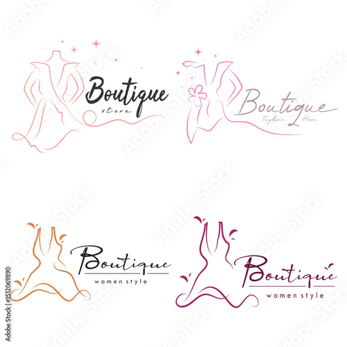 elegant women's fashion logo, clothing, boutique, convection, tailor, garment, business, apparel, fashion designer