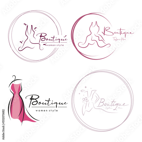 elegant women's fashion logo, clothing, boutique, convection, tailor, garment, business, apparel, fashion designer