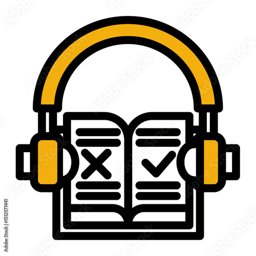 Listening to Educational Content - Color Lineal Style for E-Learning