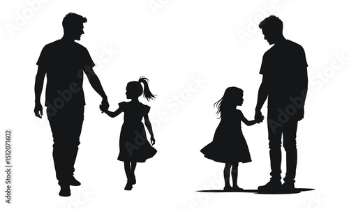 Fathers walking hand in hand with their daughters