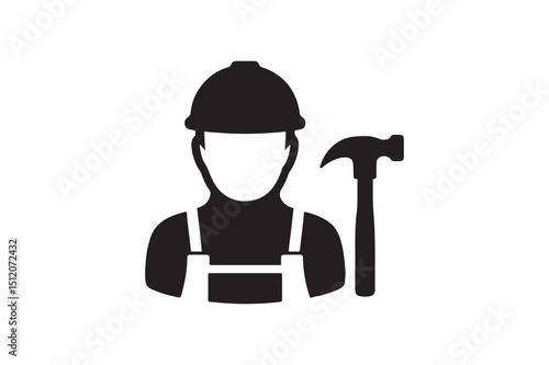 Carpenter silhouette vector art illustration on white background