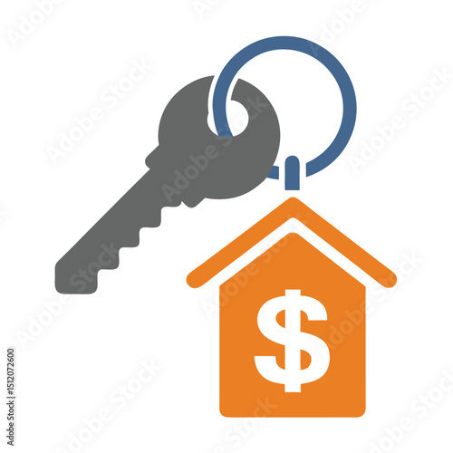 Real Estate Key and House Vector Logo with Dollar Sign.