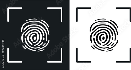 Fingerprint icon Black line art vector logo set stock illustration