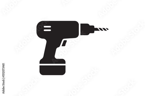 Drill silhouette vector art illustration on white background