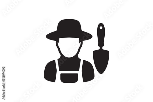 Gardener silhouette vector art illustration on white background