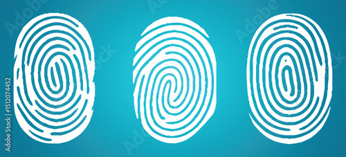 Set fingerprint scanning icon sign. vector illustration.