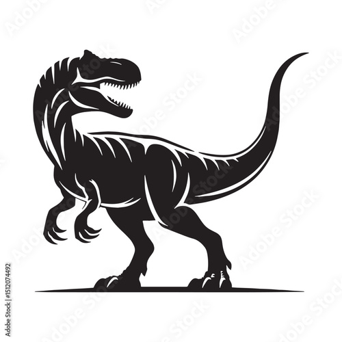 Ancient predator Allosaurus silhouette – Allosaurus illustration – Minimalist Allosaurus vector – Dinosaur silhouette

