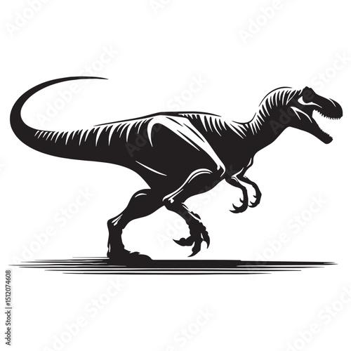 Powerful Allosaurus silhouette with sharp claws – Allosaurus illustration – Minimalist Allosaurus vector – Dinosaur silhouette

