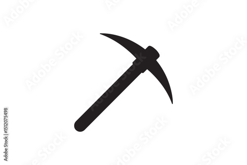 Pickaxe silhouette vector art illustration on white background