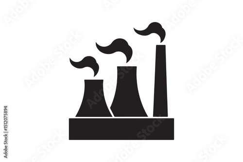 Power plant silhouette vector art illustration on white background
