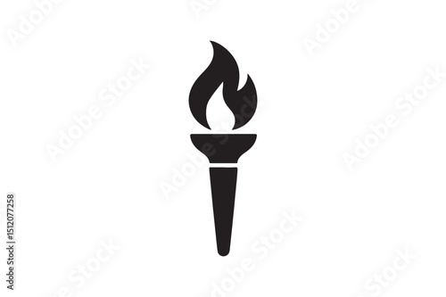 Torch silhouette vector art illustration on white background