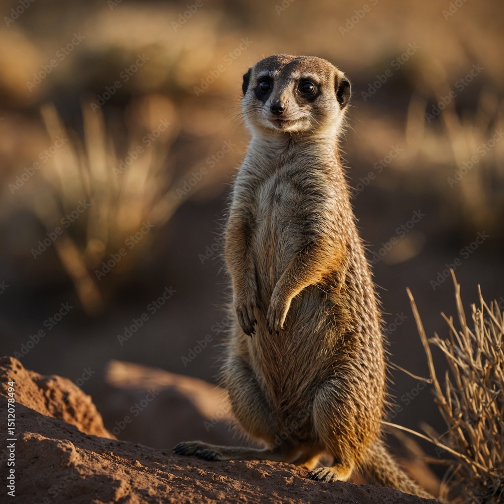 Fototapeta premium Meerkat Standing Guard on a Mound