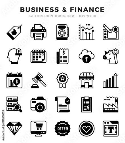 Business & Finance Lineal Filled icons. Vector Lineal Filled illustration.