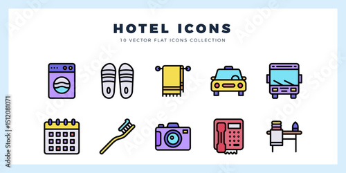 10 Hotel Lineal Color icon pack. vector illustration.