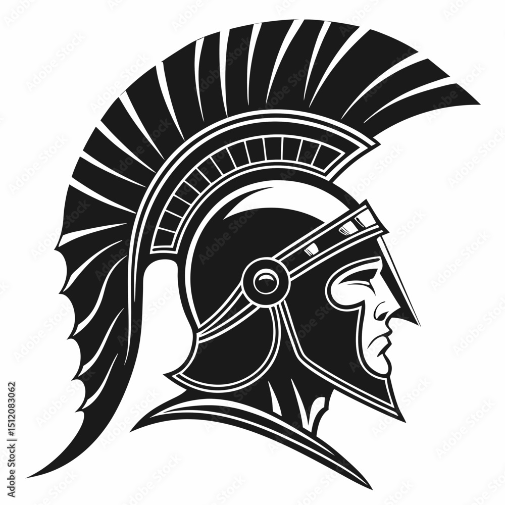 Ancient greek spartan helmet profile illustration Ancient greek spartan helmet profile illustration