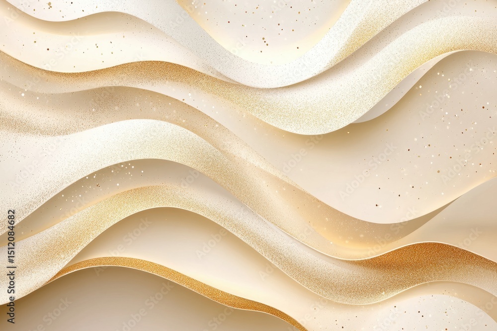 Obraz premium Elegant golden and cream wave background with glitter