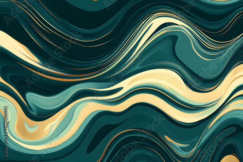 Abstract Green and Gold Marble Texture Background