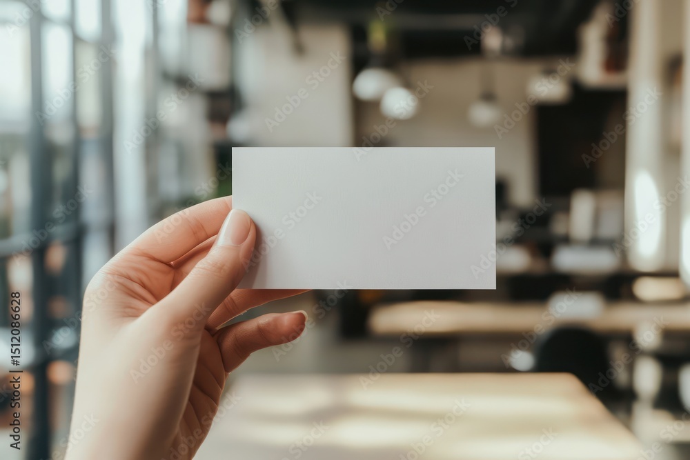 Hand Holding Blank Business Card Mockup Concept Hand Holding Blank Business Card Mockup Concept
