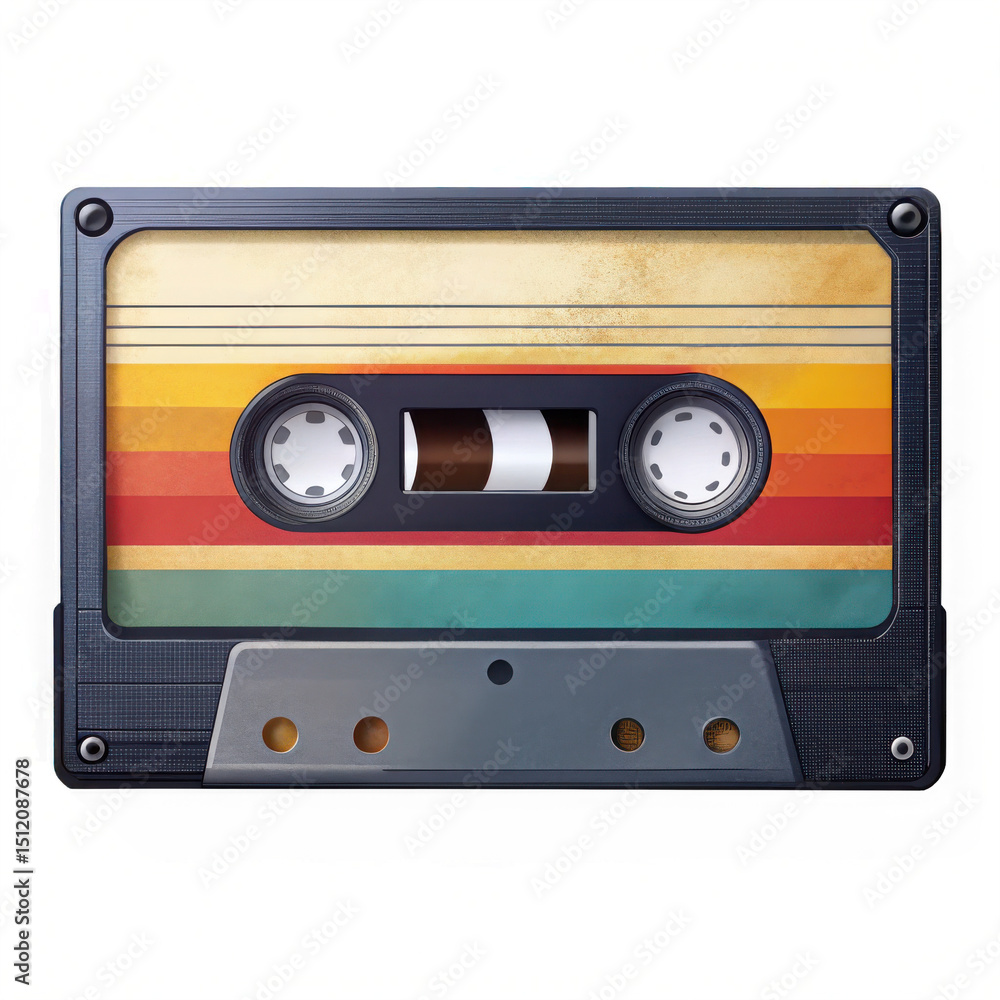 Naklejka premium Retro vintage cassette tape isolated on transparent background