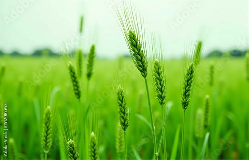 Green Wheat Ears in the Field