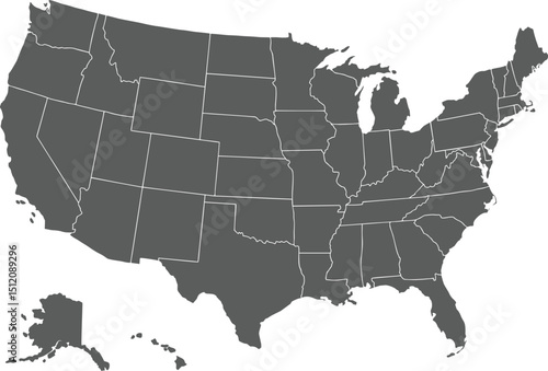 United States of America Editable Vector Map with Transparent Background