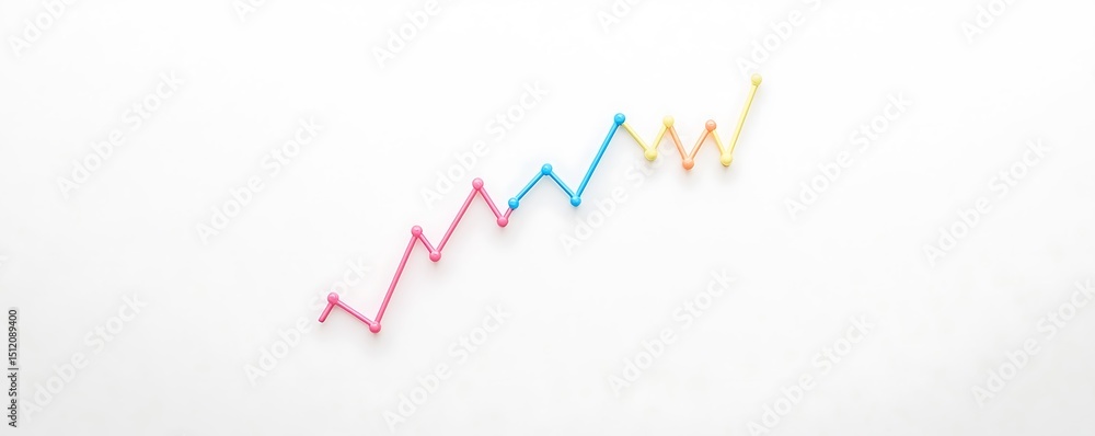Colorful Line Graph on White Background Representing Business Growth Colorful Line Graph on White Background Representing Business Growth