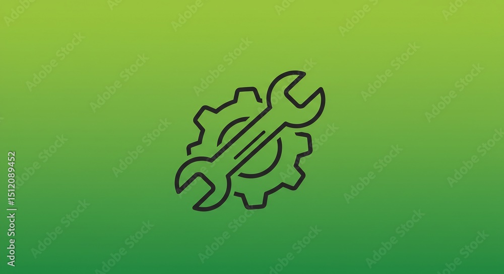 Fototapeta premium Green Gradient Background with Wrench and Gear Icon