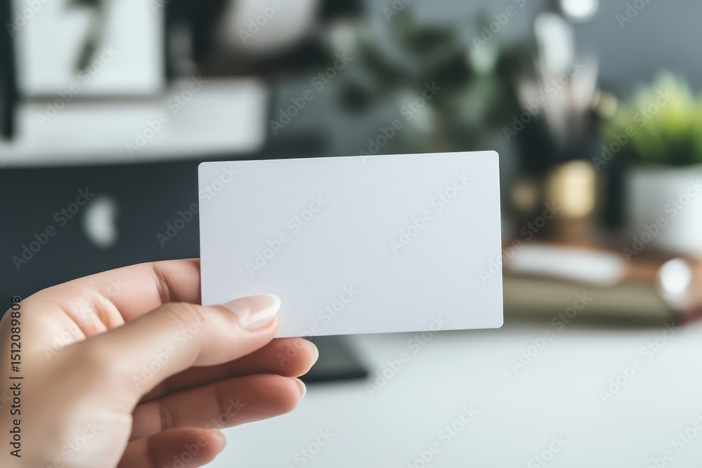 Obraz premium Hand Holding Blank Business Card Mockup Concept