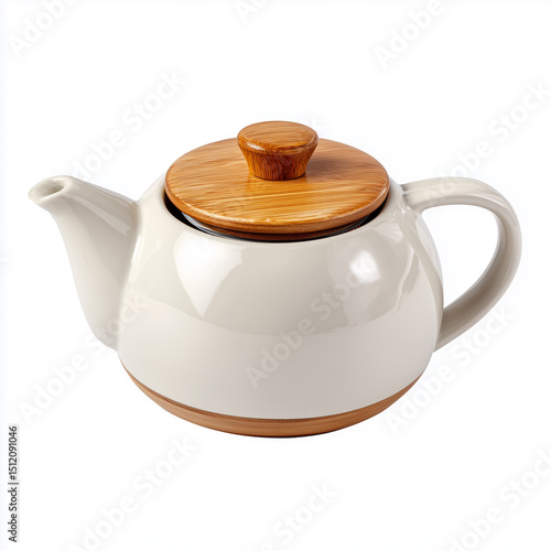 Wallpaper Mural A ceramic teapot with a round wooden lid Torontodigital.ca