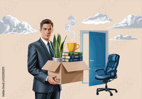 businessman with a suitcase Vector Illustration