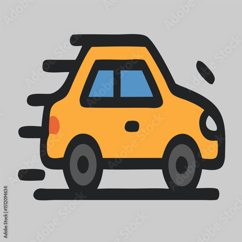 Yellow car icon vector illustrating urban transport or private vehicle mobility concept for traffic or driving themes in editable modern flat style.