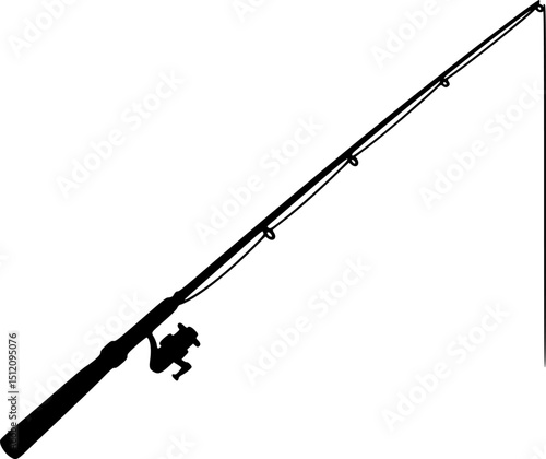 fishing rod silhouette, fishing rod icon, vector illustration
