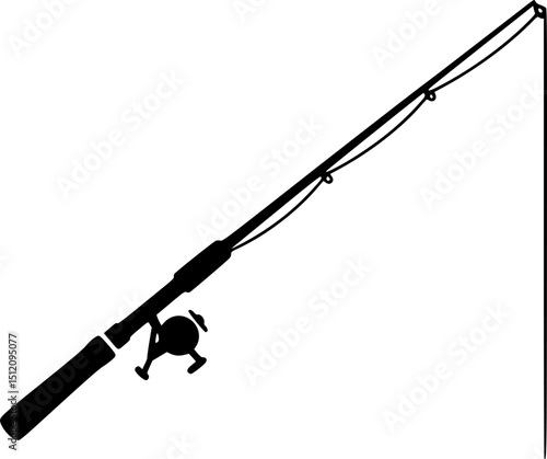fishing rod silhouette, fishing rod icon, vector illustration
