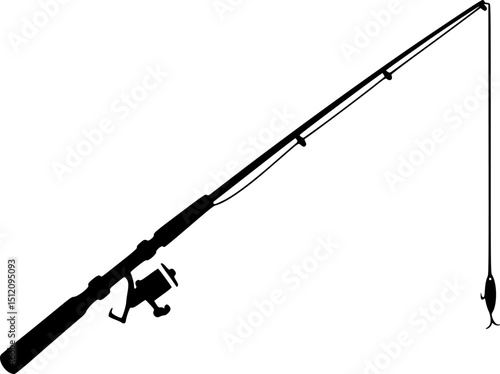 fishing rod silhouette, fishing rod icon, vector illustration
