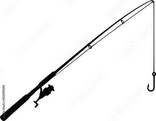 fishing rod silhouette, fishing rod icon, vector illustration
