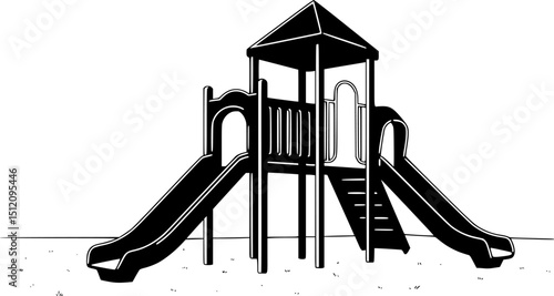 playground slide logo or icon silhouette vector art illustration
