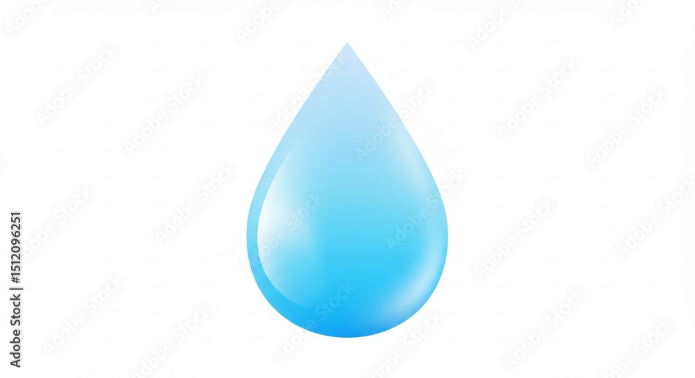 Single Blue Water Drop on White Background Single Blue Water Drop on White Background