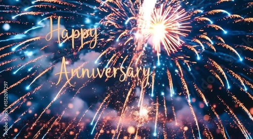 Happy anniversary fireworks celebration night sky