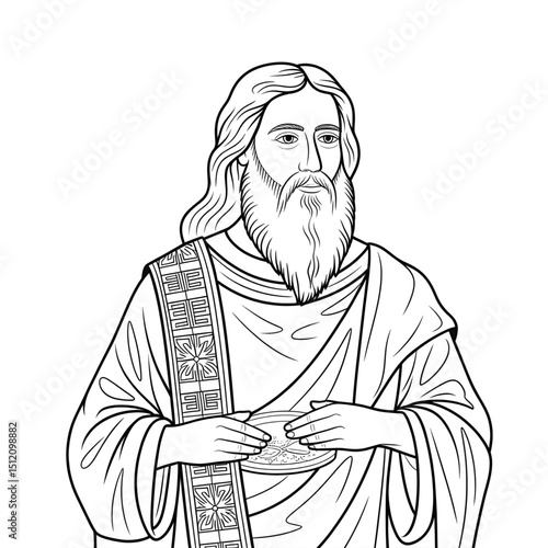 ‎A black and white anchovy illustration line art of a coloring page