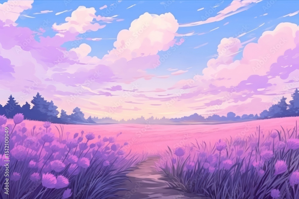 Fototapeta premium Lavender landscape backgrounds outdoors.