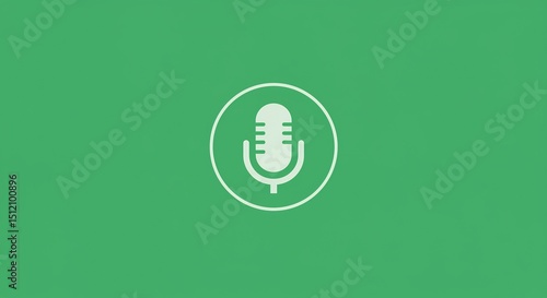White Pixel Microphone Icon on Green Background