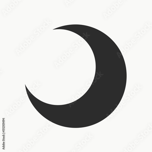 Waxing crescent moon, black against white, astrology concept with space for copy